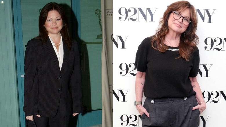 Foto's naast elkaar die het gewichtsverlies van Valerie Bertinelli laten zien