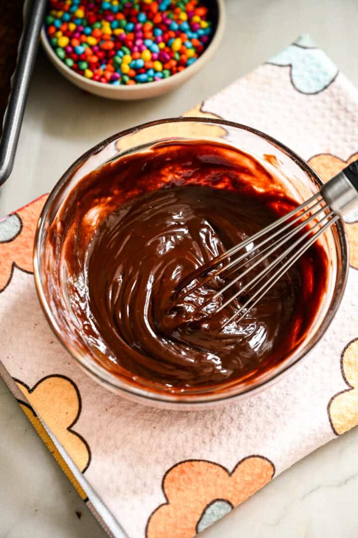 Bovenaanzicht van ganache.