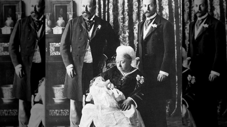 Koningin Victoria en familie op een historische foto
