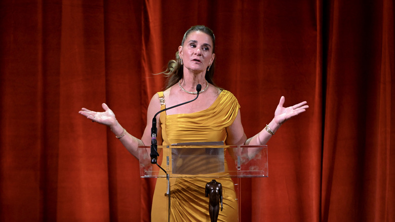 Melinda Gates houdt een toespraak
