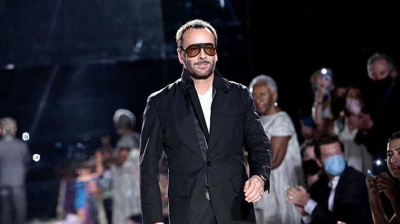 Tom Ford op de catwalk tijdens een catwalkshow