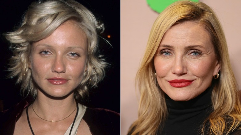 Cameron Diaz toen ze jonger was en rookte versus hoe ze er later uitziet nadat ze gestopt is met roken