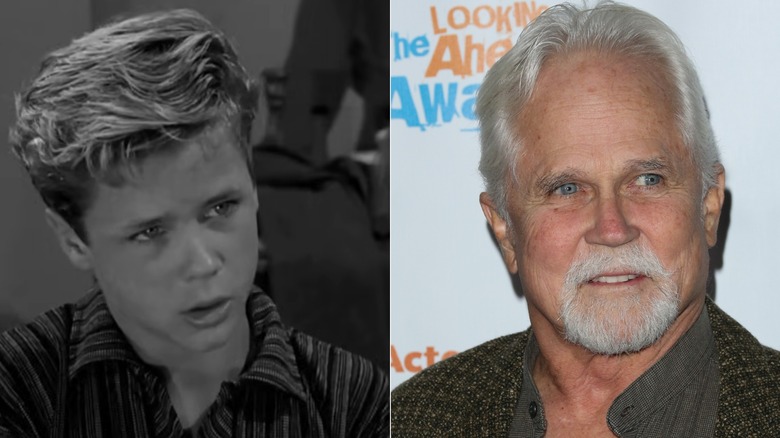 Een zij-aan-zij foto waarop Tony Dow door de jaren heen te zien is