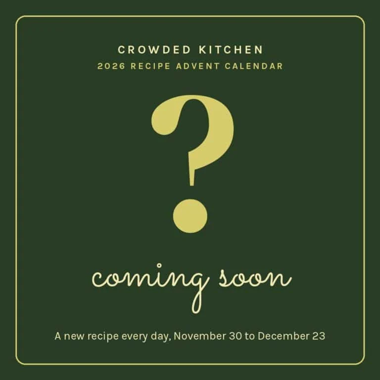 Tijdelijke aanduiding voor mysterieuze recepten voor dag 1 van de Crowded Kitchen 2026 Receptenadventskalender.